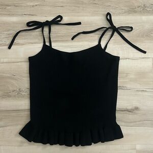 Express Peplum Ribbed Top Size Medium Shoulder Ties Tank Top Coquette